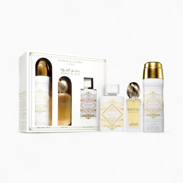 KIT LATTAFA BADEE HONOR Y GLORY EDP 100ML 3 PZS